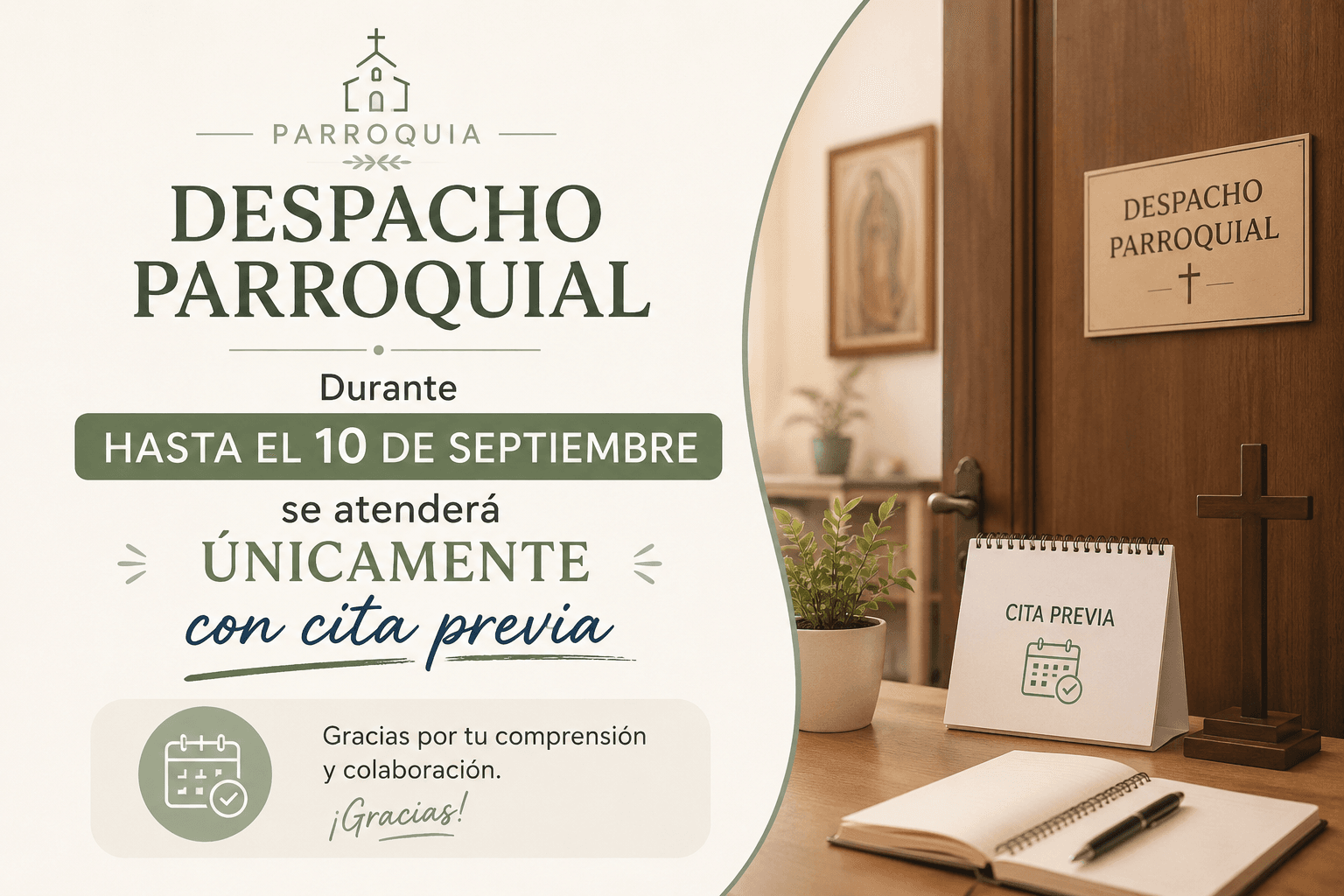 Horario de verano – Despacho parroquial